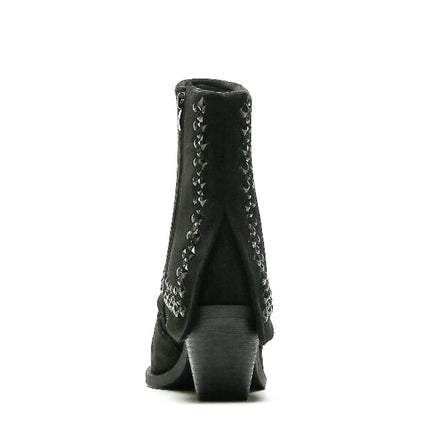 Smile Favorites Cowboystiefel Schwarz Suedine Flap Nieten