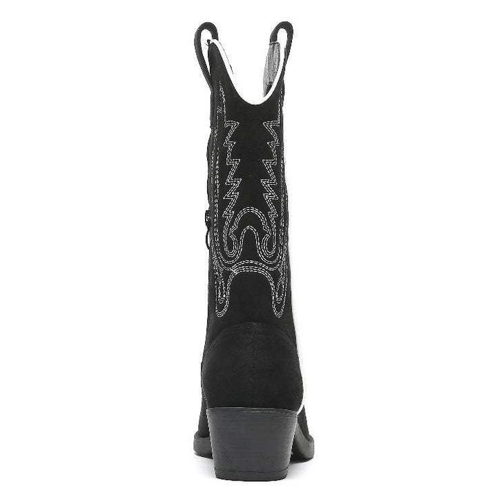 Smile Favorites Cowboystiefel Schwarzes Veloursleder mit weißen Nähten