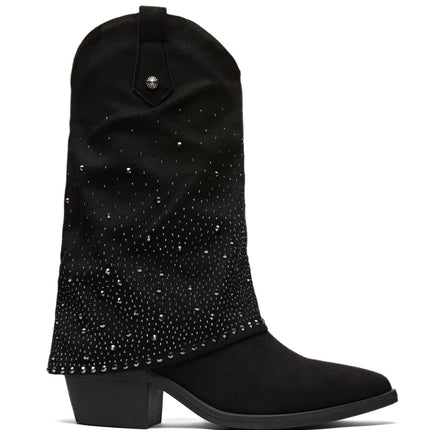 Smile Favorites Cowboy Stiefel Schwarz Suedine Strass Wrap