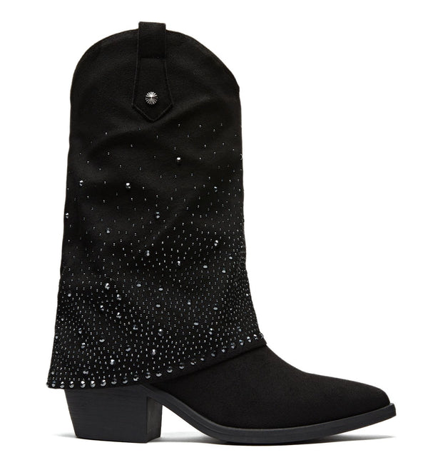 Smile Favorites Cowboy Stiefel Schwarz Suedine Strass Wrap