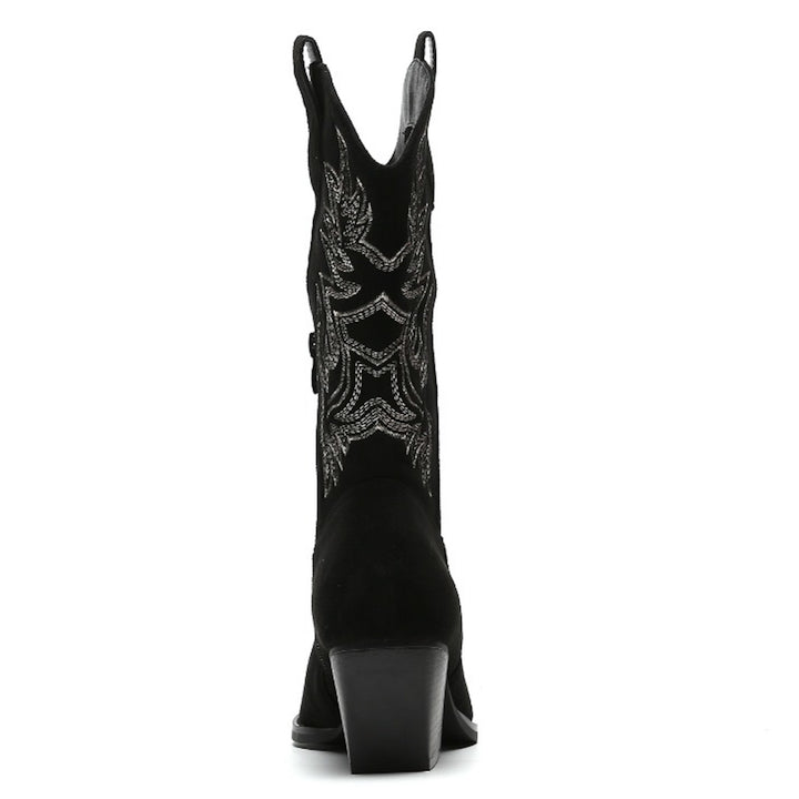 Smile Favorites Cowboystiefel Schwarz Wildleder Nähte Beige