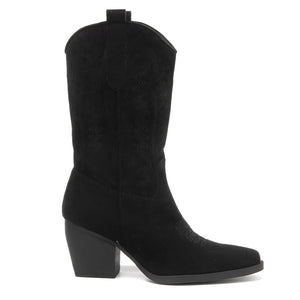 Smile Favorites Cowboy Stiefel Schwarz Suedine Stitching