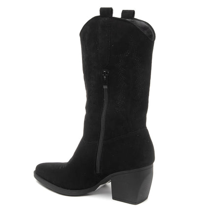 Smile Favorites Cowboy Stiefel Schwarz Suedine Stitching