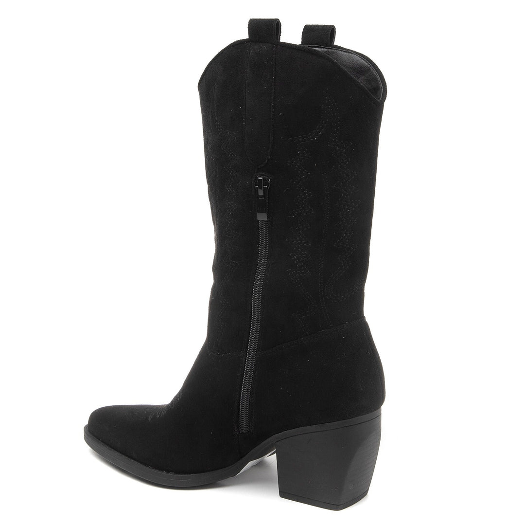 Smile Favorites Cowboy Stiefel Schwarz Suedine Stitching