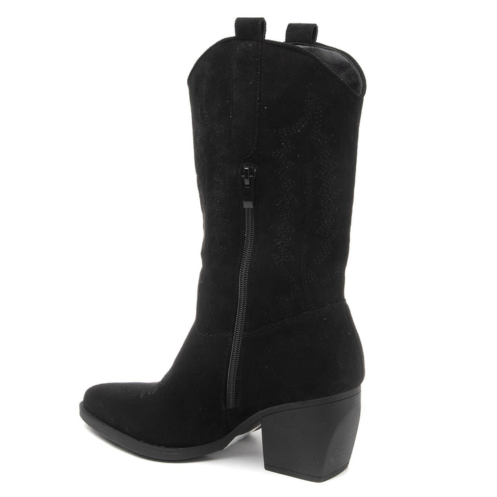 Smile Favorites Cowboy Stiefel Schwarz Suedine Stitching
