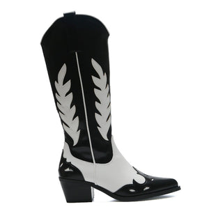 Smile Favorites Cowboystiefel Schwarz Weiß Bohemian High