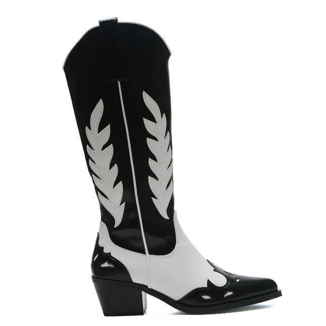 Smile Favorites Cowboystiefel Schwarz Weiß Bohemian High