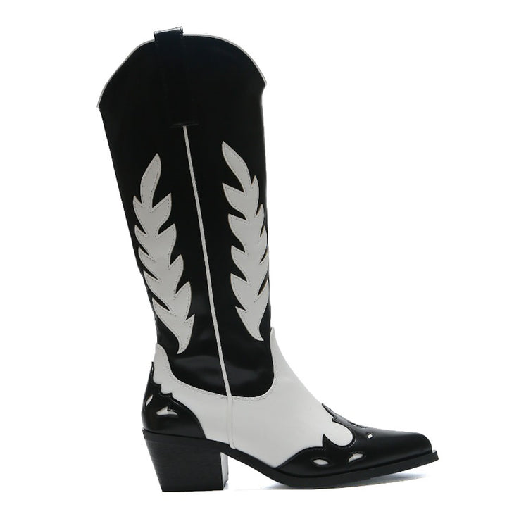 Smile Favorites Cowboystiefel Schwarz Weiß Bohemian High