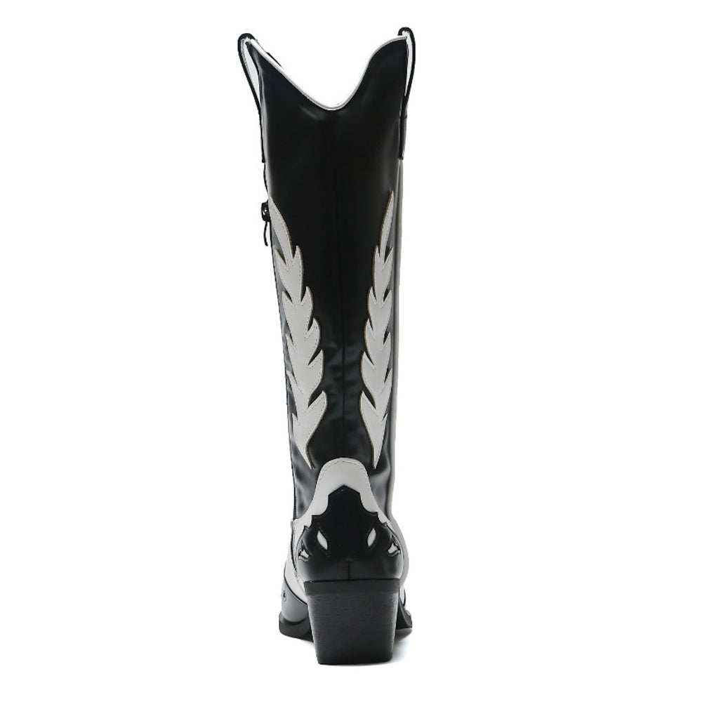 Smile Favorites Cowboystiefel Schwarz Weiß Bohemian High