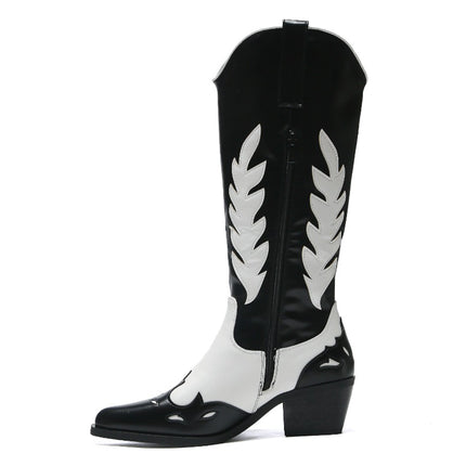 Smile Favorites Cowboystiefel Schwarz Weiß Bohemian High