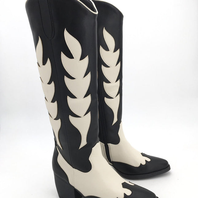 Smile Favorites Cowboystiefel Schwarz Weiß Hoch