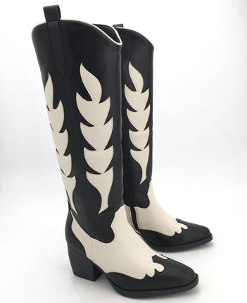 Smile Favorites Cowboystiefel Schwarz Weiß Hoch