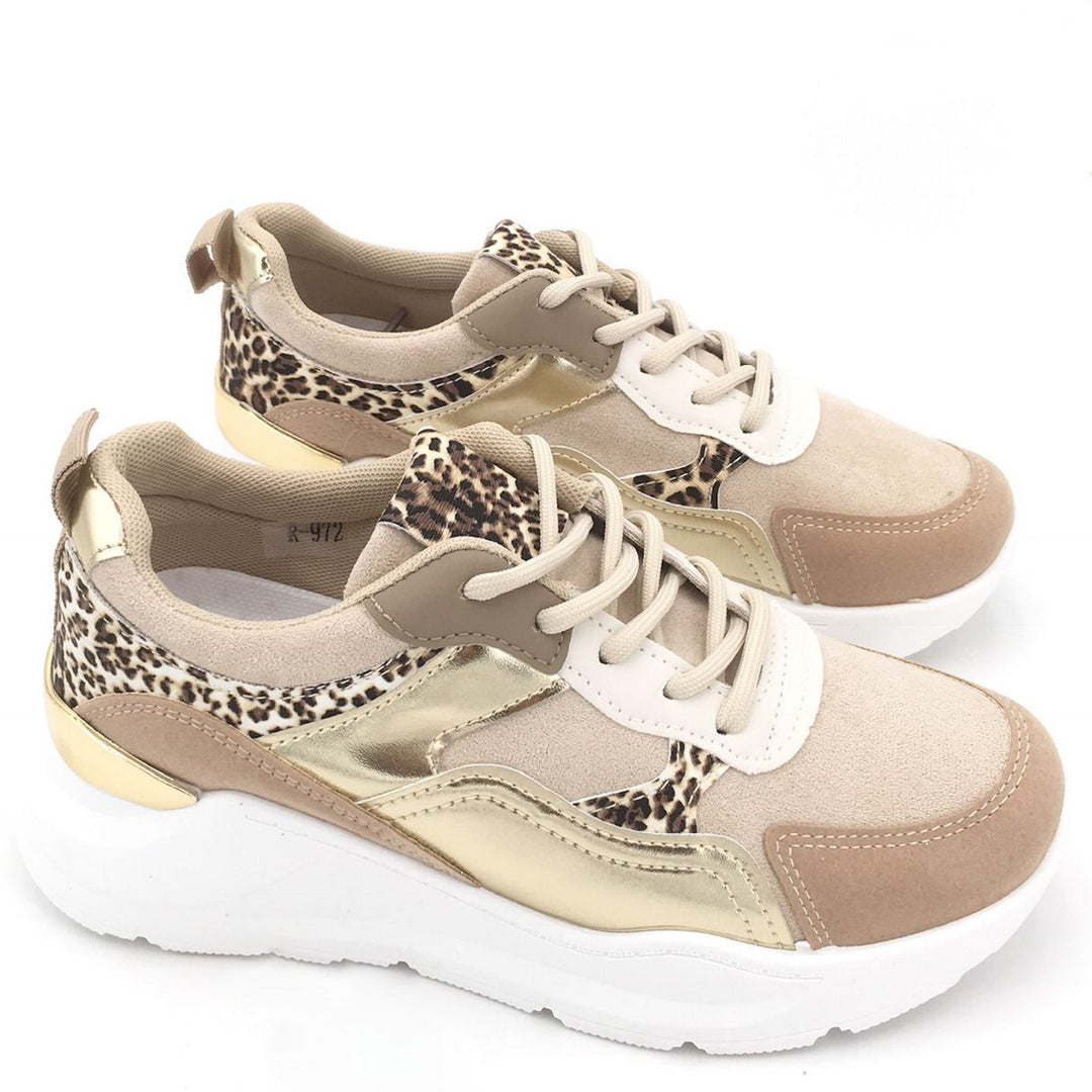 Smile Favorites Papa Turnschuhe Beige Leopard
