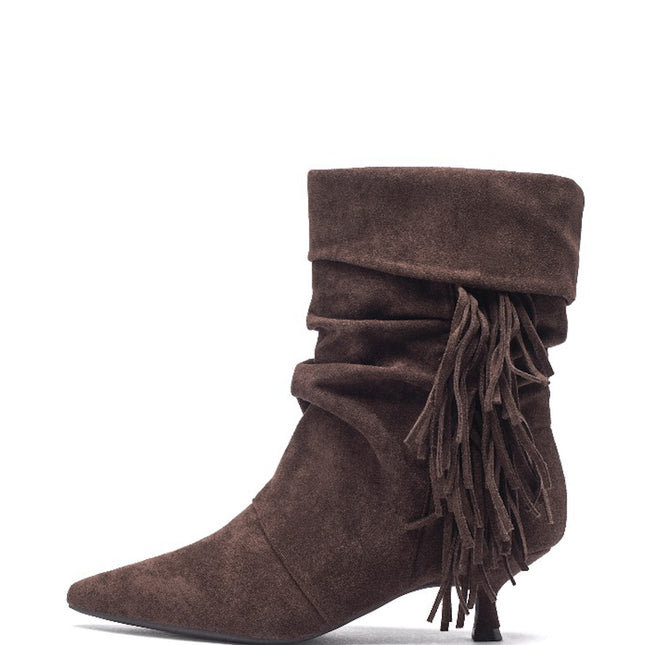 Smile Favorites Stiefeletten Braun Suedine Fransen