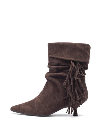 Smile Favorites Stiefeletten Braun Suedine Fransen