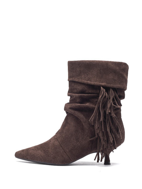 Smile Favorites Stiefeletten Braun Suedine Fransen