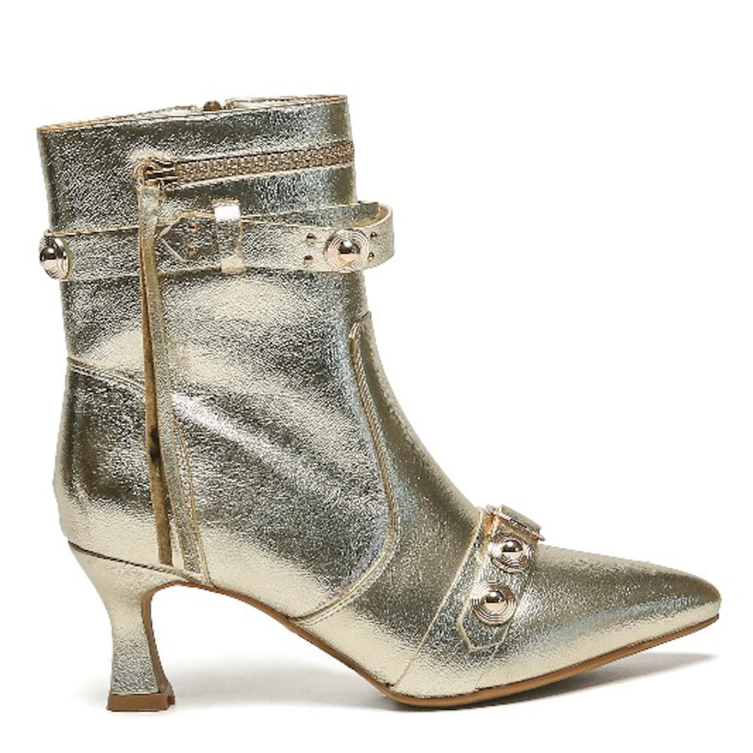 Smile Favorites Stiefelette Gold Nieten Reißverschluss