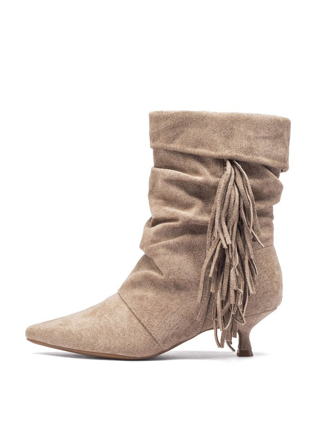 Smile Favorites Schnürstiefel Khaki Suedine Fransen
