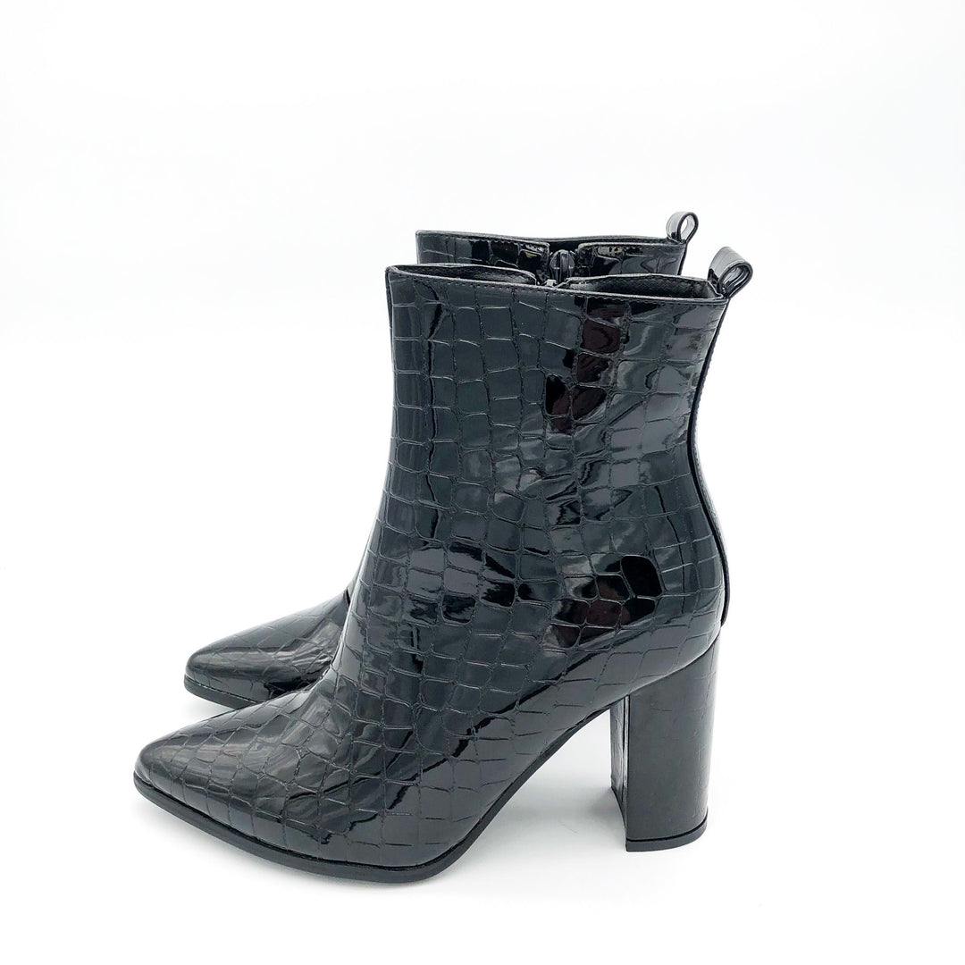Smile Favorites Stiefelette Schwarz Lack Croco