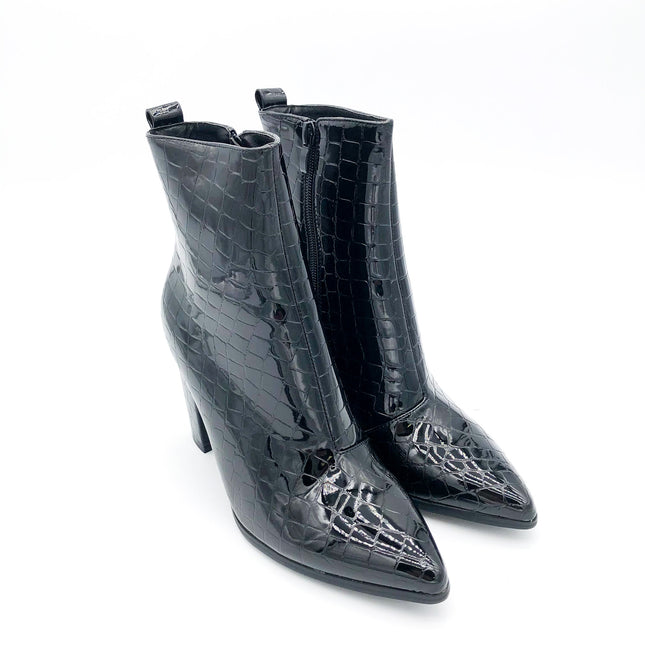 Smile Favorites Stiefelette Schwarz Lack Croco