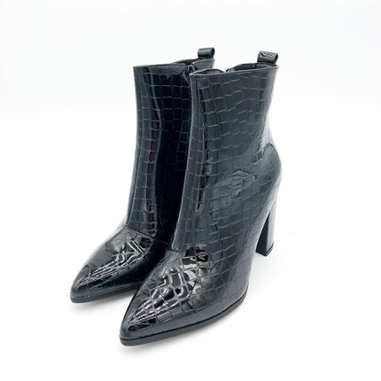 Smile Favorites Stiefelette Schwarz Lack Croco