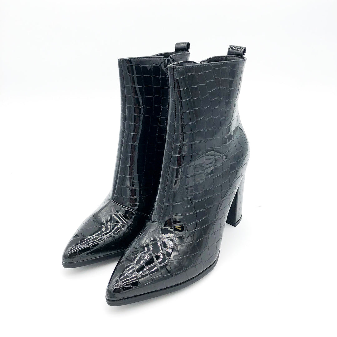 Smile Favorites Stiefelette Schwarz Lack Croco
