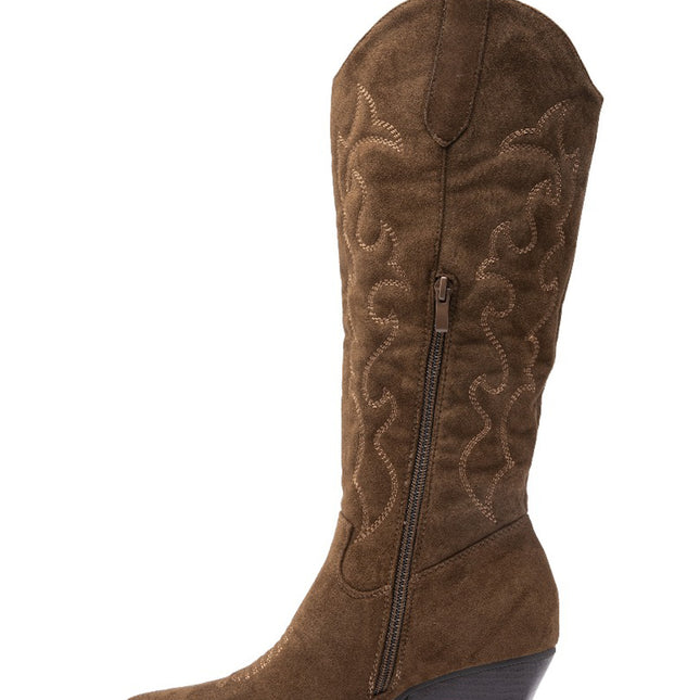 Smile Favorites Hohe Cowboystiefel Braun Suedine Nähte