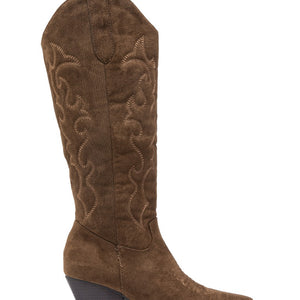 Smile Favorites Hohe Cowboystiefel Braun Suedine Nähte