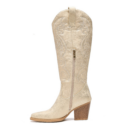 Smile Favorites Hohe Cowboystiefel mit goldenen Sprühnähten