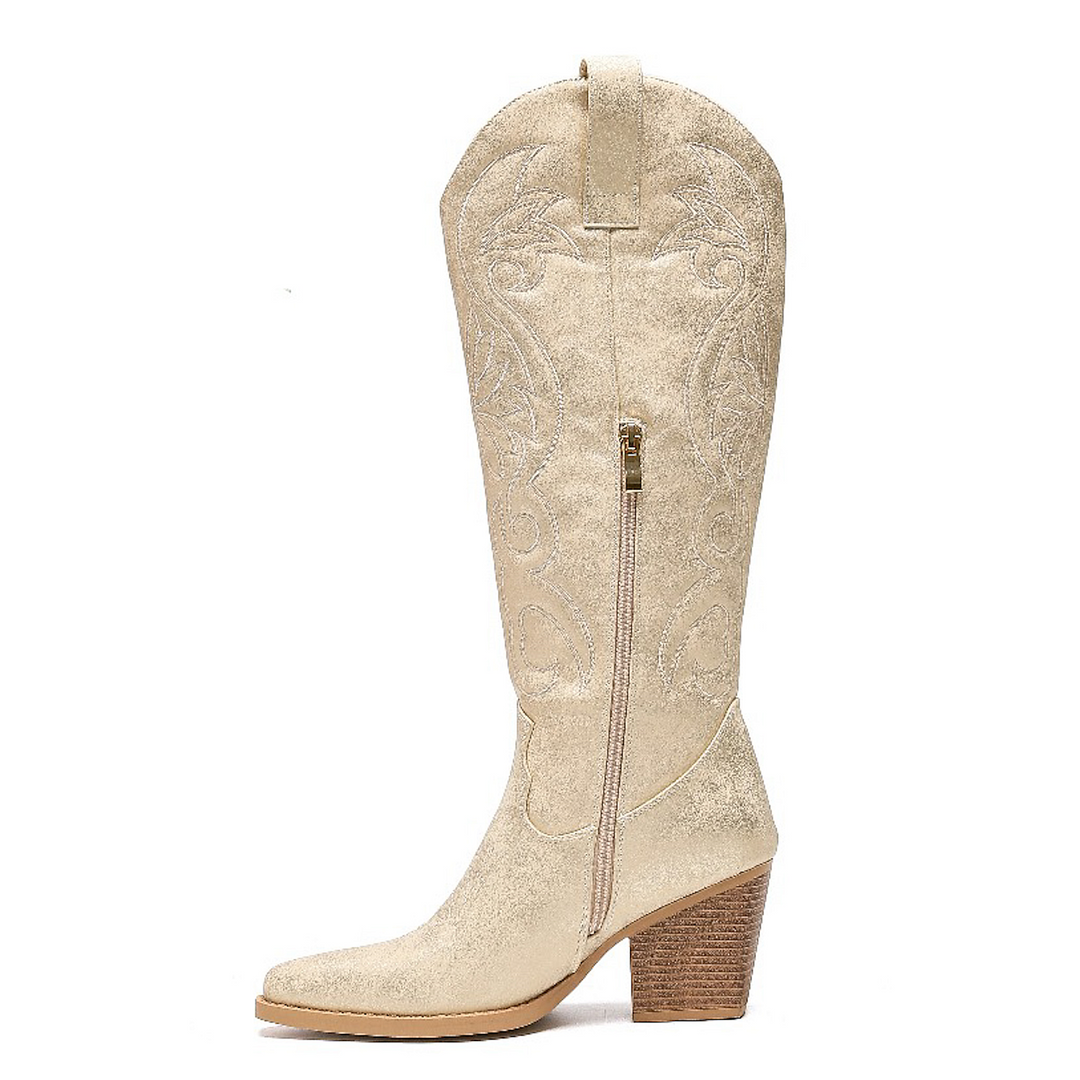 Smile Favorites Hohe Cowboystiefel mit goldenen Sprühnähten