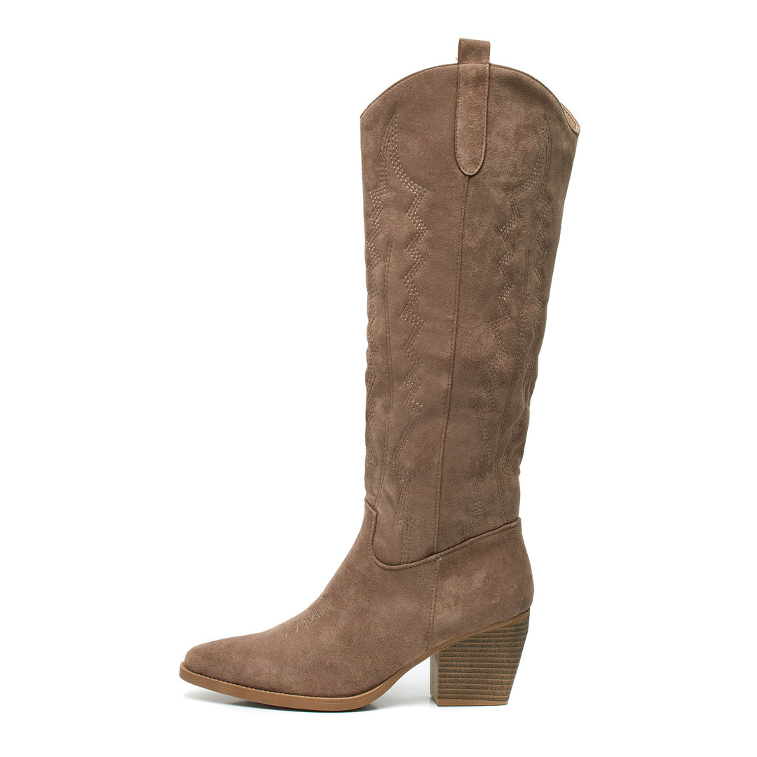 Smile Favorites Hohe Cowboystiefel Khaki Nähte