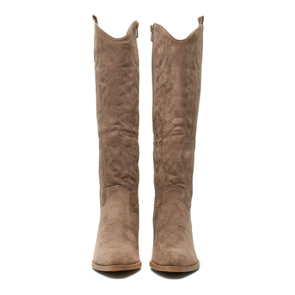 Smile Favorites Hohe Cowboystiefel Khaki Nähte