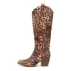 Smile Favorites hohe Cowboy-Stiefel Leopard Print