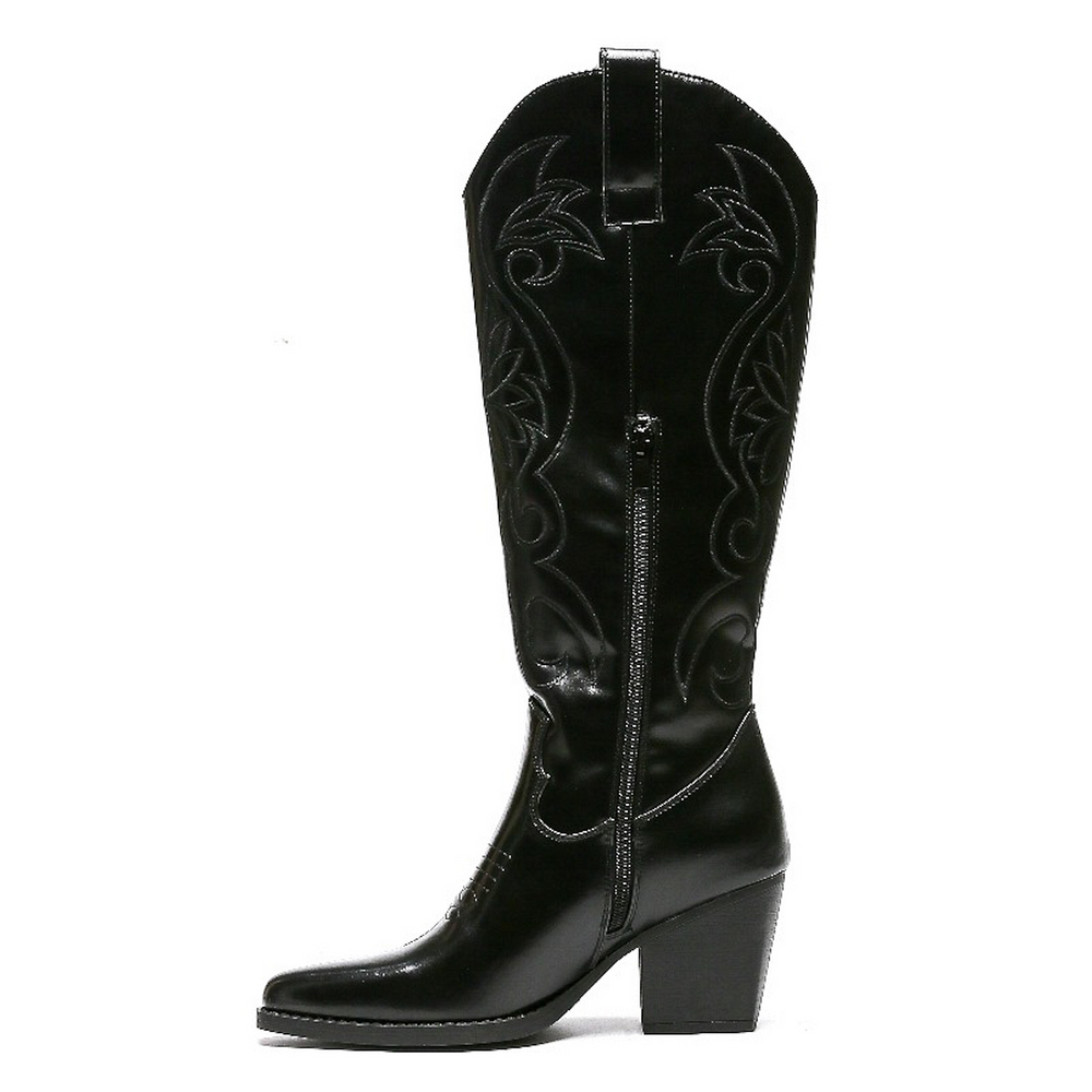 Smile Favorites Hohe Cowboystiefel Schwarz genäht