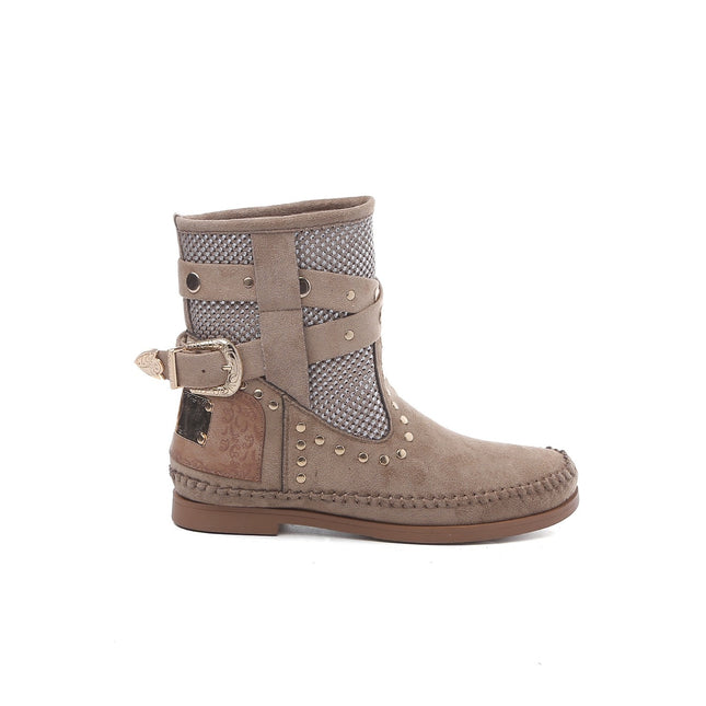 Smile Favorites Ibiza Bootie Nieten Wildleder Taupe Khaki