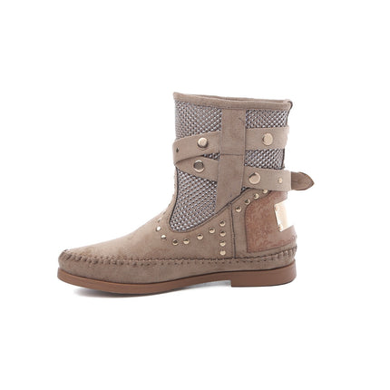 Smile Favorites Ibiza Bootie Nieten Wildleder Taupe Khaki