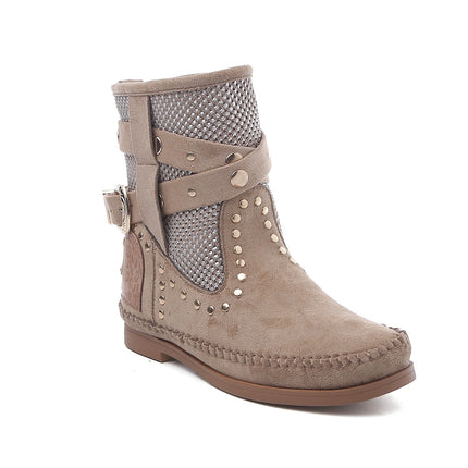 Smile Favorites Ibiza Bootie Nieten Wildleder Taupe Khaki