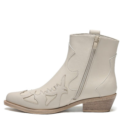 Smile Favorites Kurze Cowboystiefel Beige Flamme Niedriger Absatz