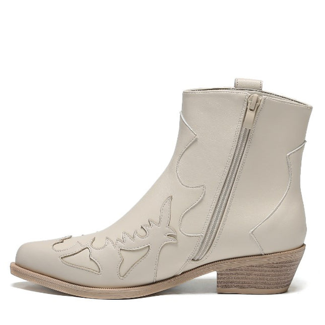 Smile Favorites Kurze Cowboystiefel Beige Flamme Niedriger Absatz