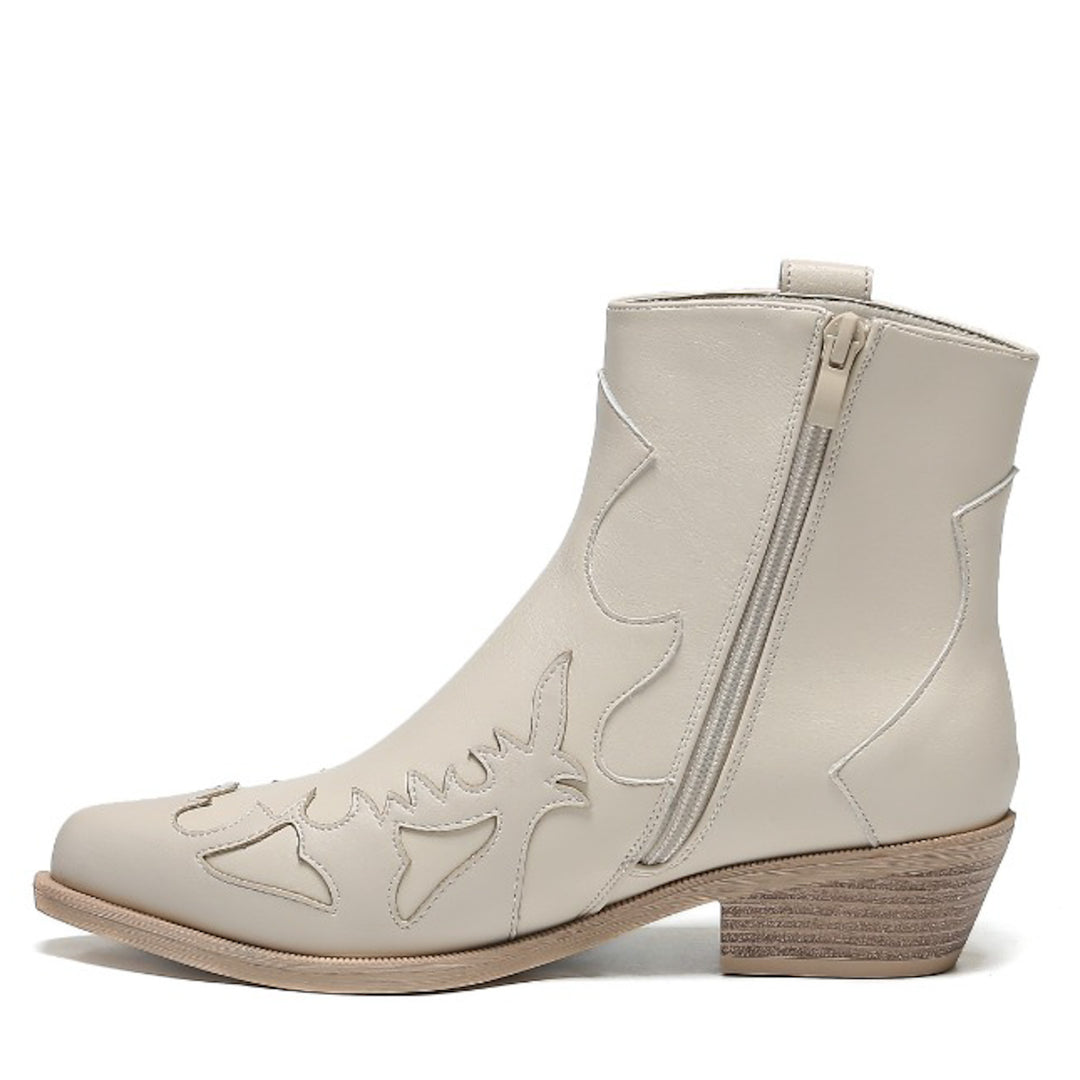 Smile Favorites Kurze Cowboystiefel Beige Flamme Niedriger Absatz