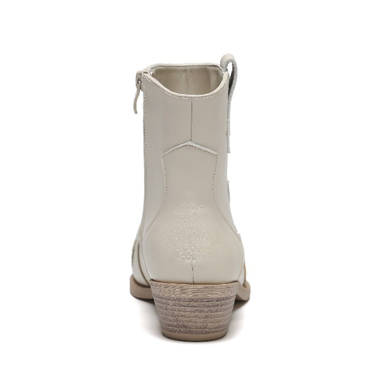 Smile Favorites Kurze Cowboystiefel Beige Flamme Niedriger Absatz