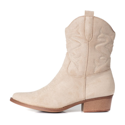 Smile Favorites Kurze Cowboystiefel Beige Suedine