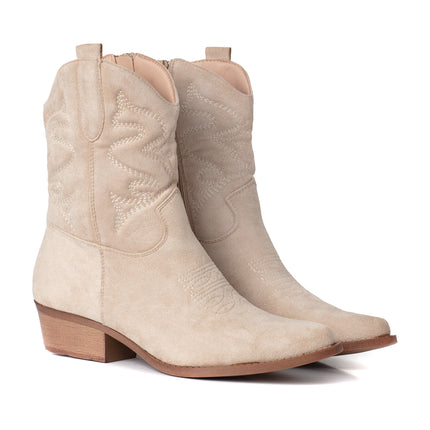 Smile Favorites Kurze Cowboystiefel Beige Suedine
