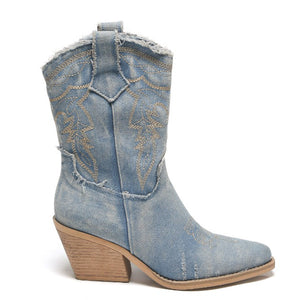 Smile Favorites Kurze Cowboystiefel Blau Denim Washed