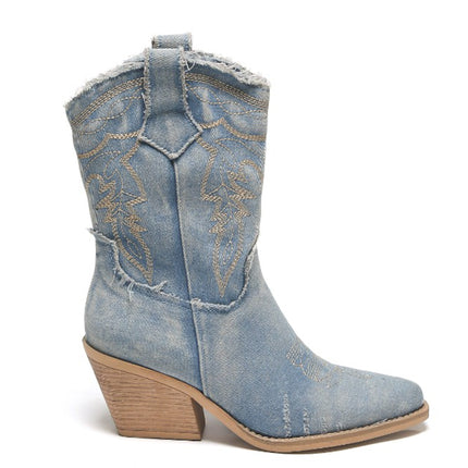 Smile Favorites Kurze Cowboystiefel Blau Denim Washed
