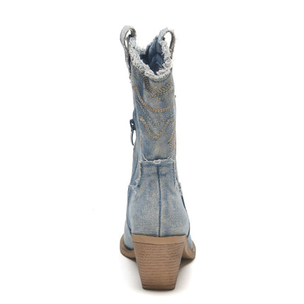 Smile Favorites Kurze Cowboystiefel Blau Denim Washed