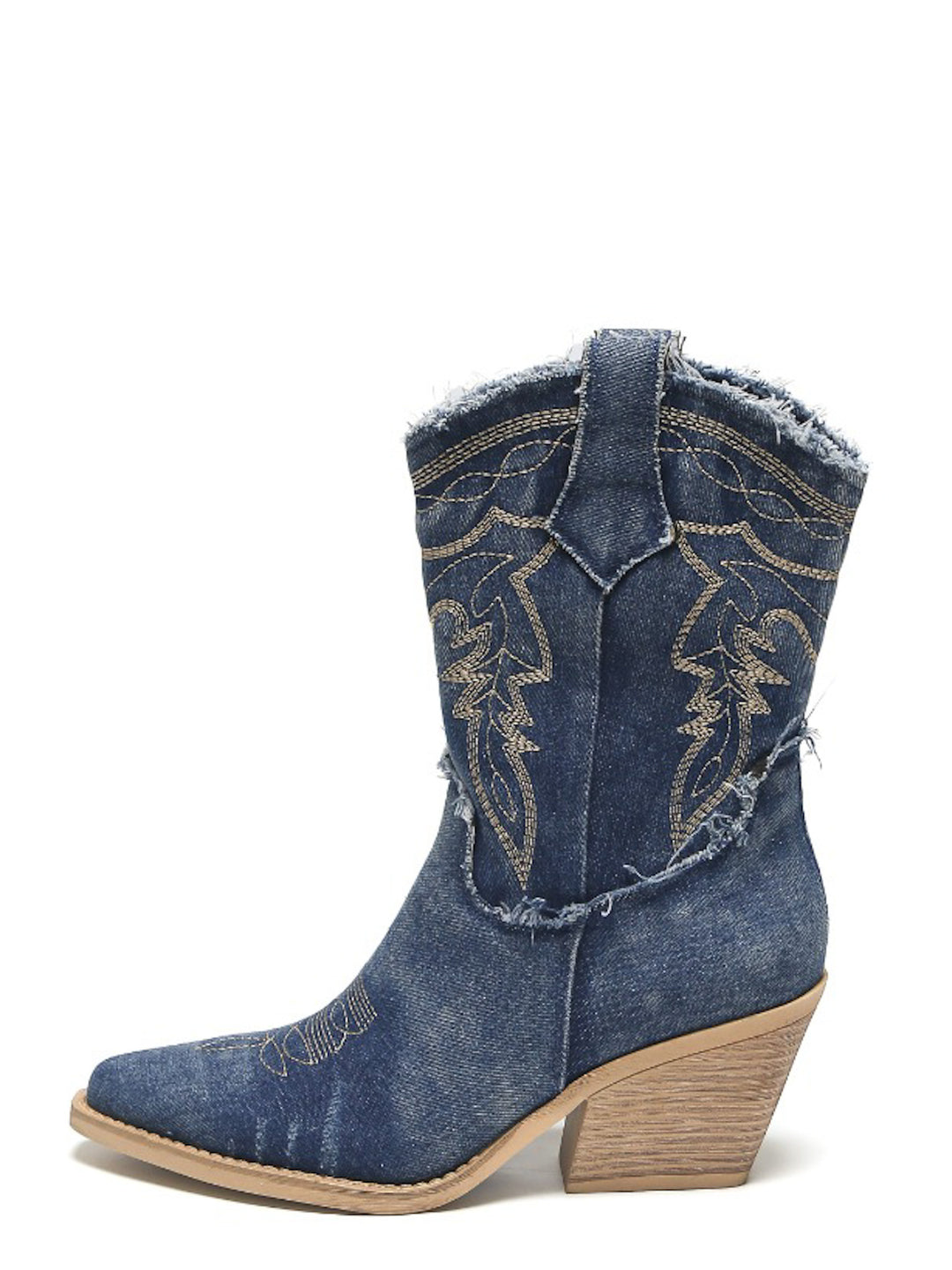 Smile Favorites Kurze Cowboystiefel Dunkelblau Denim gewaschen