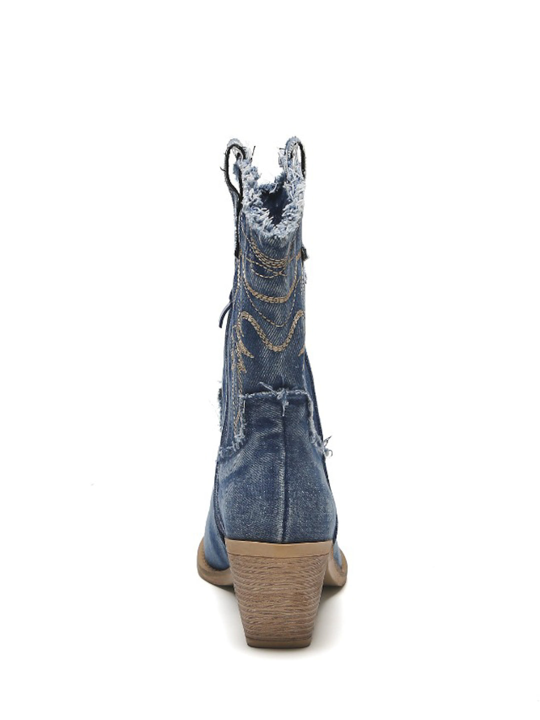 Smile Favorites Kurze Cowboystiefel Dunkelblau Denim gewaschen