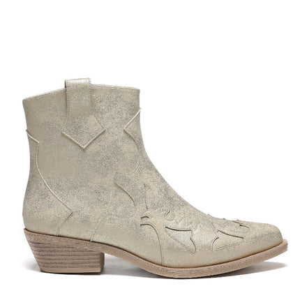 Smile Favorites Kurze Cowboystiefel Gold Flamme Niedriger Absatz