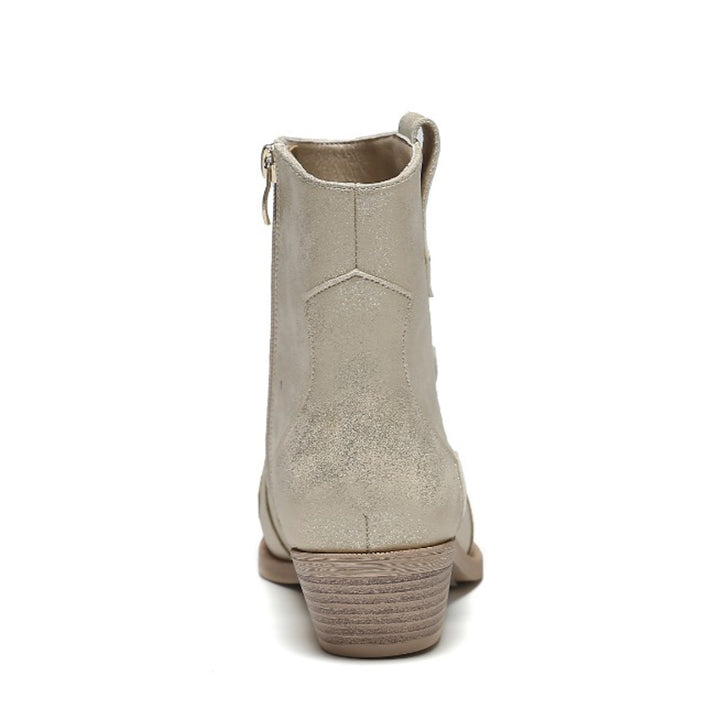 Smile Favorites Kurze Cowboystiefel Gold Flamme Niedriger Absatz